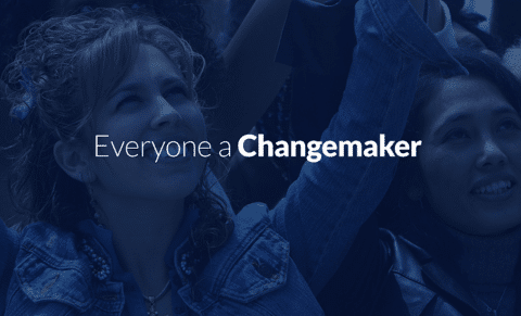 blue background with text everyone a changemaker 