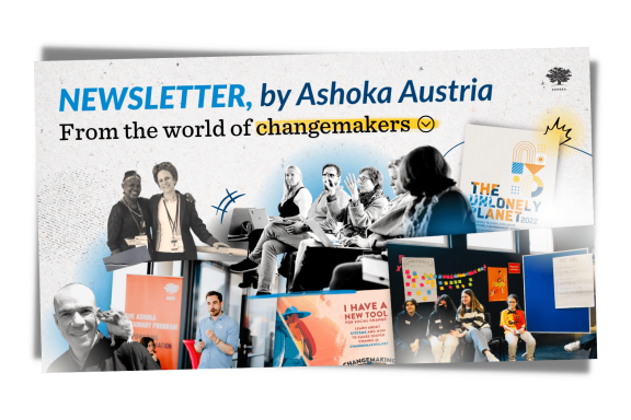 Banner collage with social entrepreneurs, younth, the unlonely planet report and more 