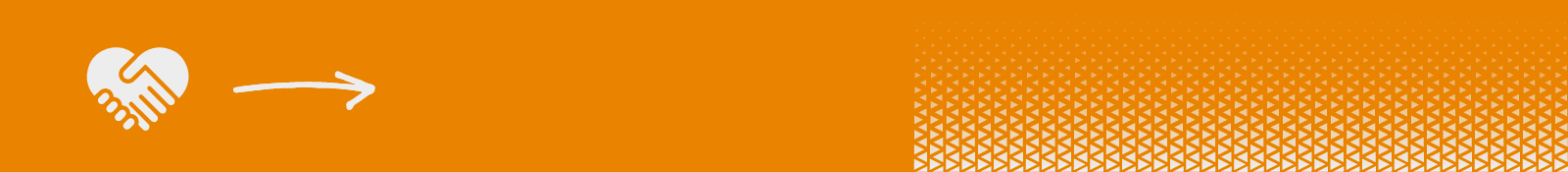 Banner in orange blue with handshake icon 