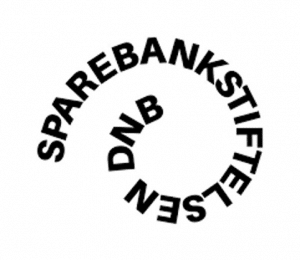 Words SpareBank Stiftelsen DNB wrapped in a spiral; all black lettering
