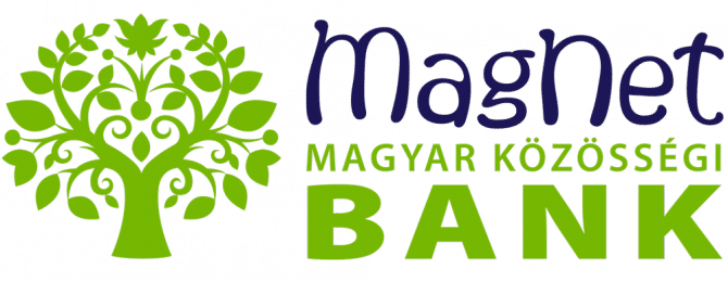 Green tree to left, Magnet Bank in words to the right; Magnet in black with wavy letters; Bank in thick green and bolded letters
