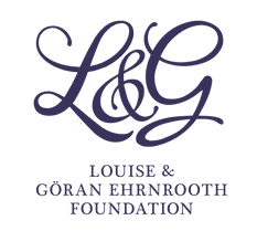 Louise & Göran Ehrnrooth Foundation Logo, partner of Ashoka Nordics; Big blue cursive capital letters L & G, underneath smaller block capital letters Louise & Göran Ehrnrooth Foundation