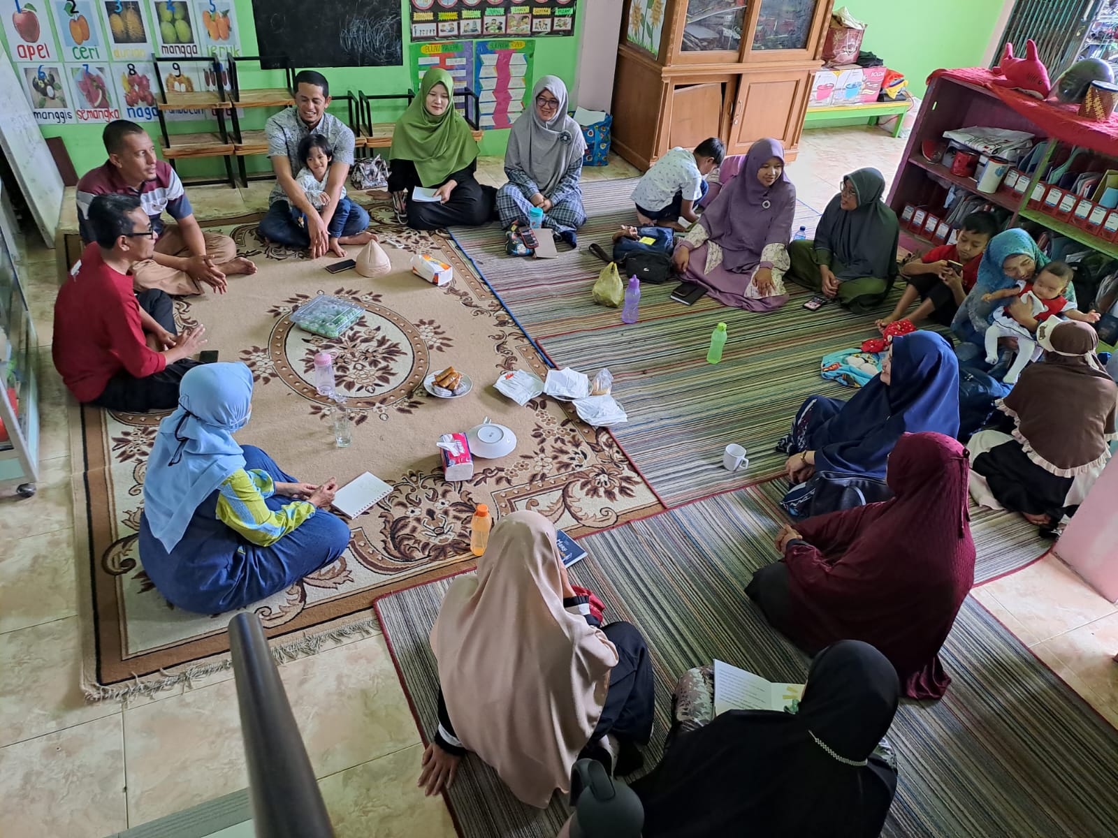 Group of family talk together