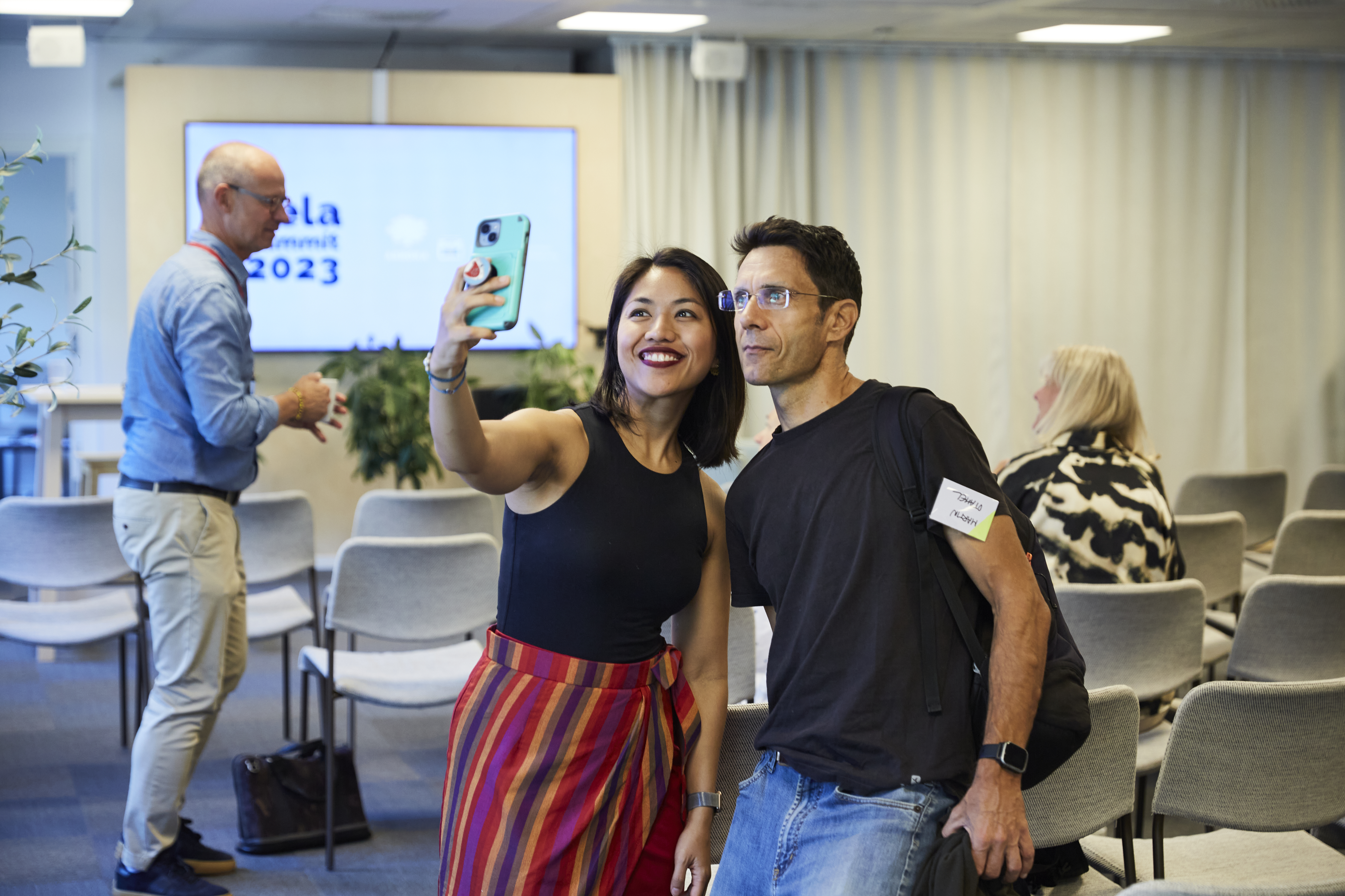 Ashoka Fellow Anna Oposa and her Dela Thought Partner, IKEA co-worker Martin Otahel at the Dela Summit in Älmhult, Sweden, 2023. Photo by Eva Balasi.jpg