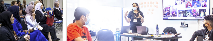 Photos showing Canada Fellow Asmaa Ibnouzahir's work with Institut F