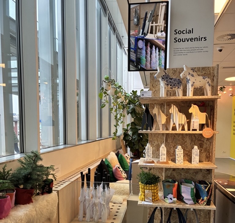 Social shop with upcycled materials at the IKEA store. (Photo courtesy of Meike Schulz)