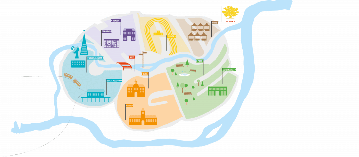 graphic of village - ecosystem ilustration 