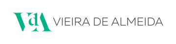 Vieira de Almeida Logo, Partner of Ashoka Portugal. To the left big block letters in green: capital V and A, with a small letter d in the middle; to the right, the words in black soft font: Vieira de Almeida Logo
