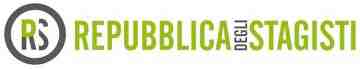 La Repubblica degli Stagisti, Partner of Ashoka Italy (Italia); Black circle with the letters RS within it; after the circle, capital bold letters Repubblica written horizontally and in lime green, next to it capital black letters Degli oriented vertically; next to Degli, Stragisti in capital lime green letters