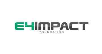 E4impactFB Logo, Partner of Ashoka Italy (Italia); E4 in bold green next to Impact in Black; below it in small letters "Foundation"