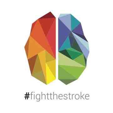 Logo for Fight the Stroke, Ashoka Italy (Italia) Partner; two sides of a heart; left side top part in red middle part in orange, lower part in yellow; right side top part in blue / purple, lower part in green; beneath the heart is the word #fightthestroke in light grey lettering, all lowercase