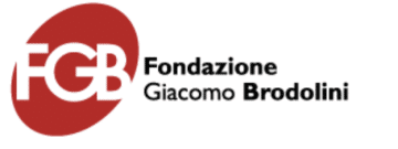 Logo for Fondazione Giacomo Brodolini; Dark red Oval, with Letters FGB in white in the middle. To the right, in small black font: Fondazione Giacomo Brodolini