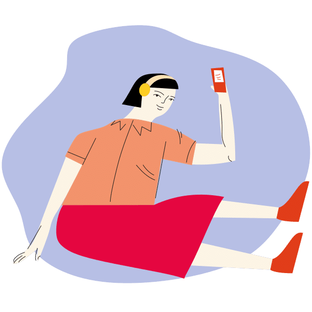 Ilustración de una chica mirando su teléfono