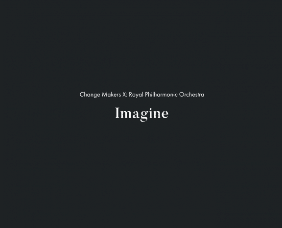 Black background, small white letters saying "Changemakers X", underneath larger bolder white letters "Imagine"
