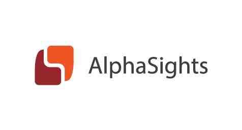 AlphaSights Logo, Ashoka UK Partner; one beginning single quotation mark in dark red side by side to one ending single quotation mark in dark orange. Next to it is the word AlphaSights in black font