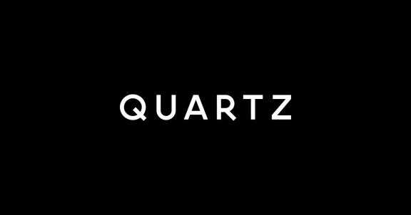 Logo for the business journal Quartz. Black rectangle with capital white letters in the middle saying "QUARTZ"