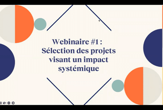 Webinaire 1 : Selection de projets visant un impact systémique