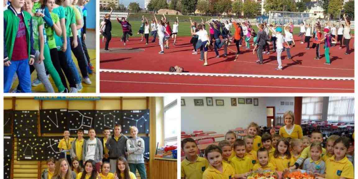a collage of four photos with children playing