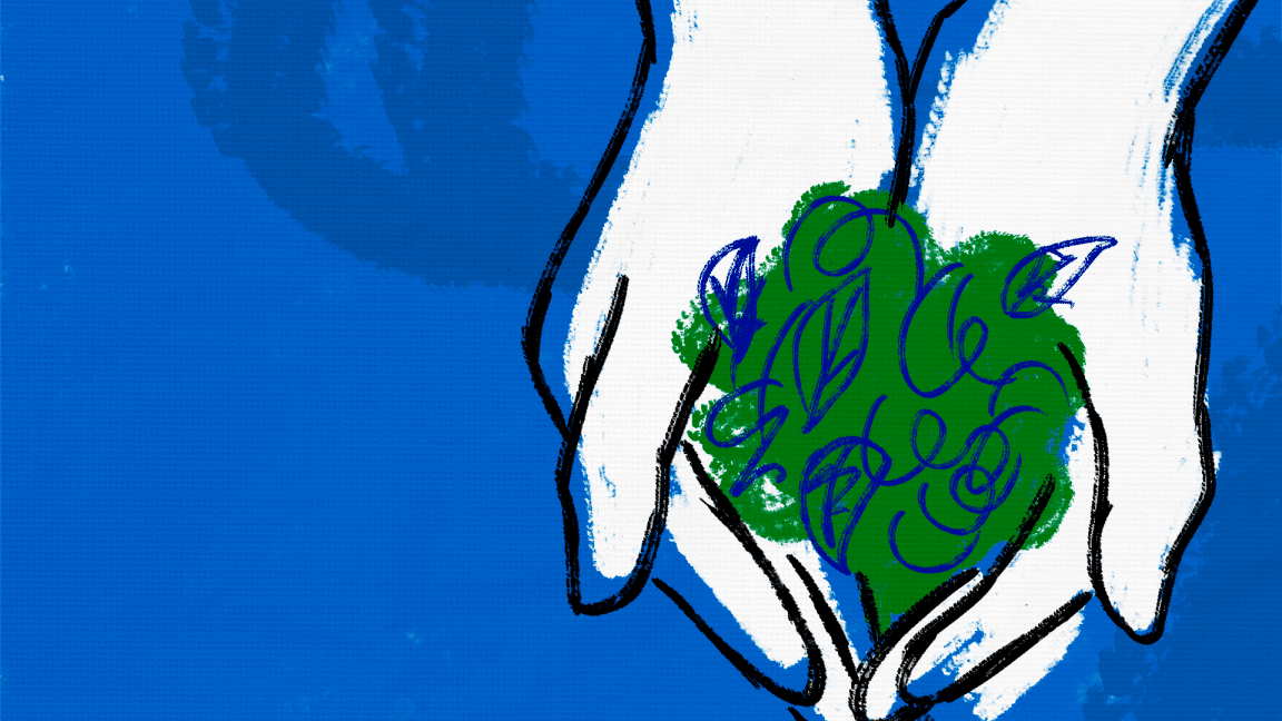 Hands holding greens