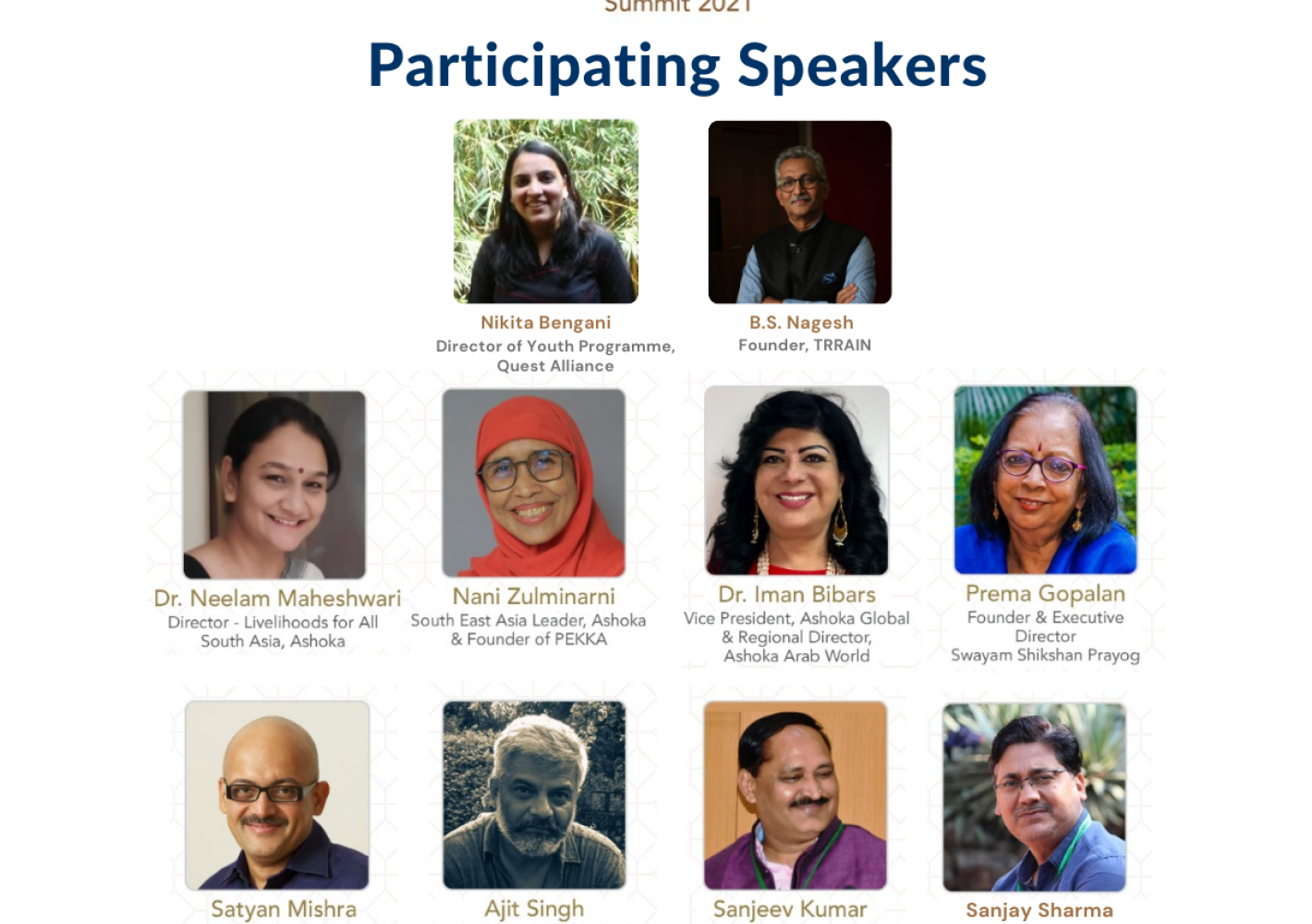 Speaker panel for Access Livelihoods Summit 2021