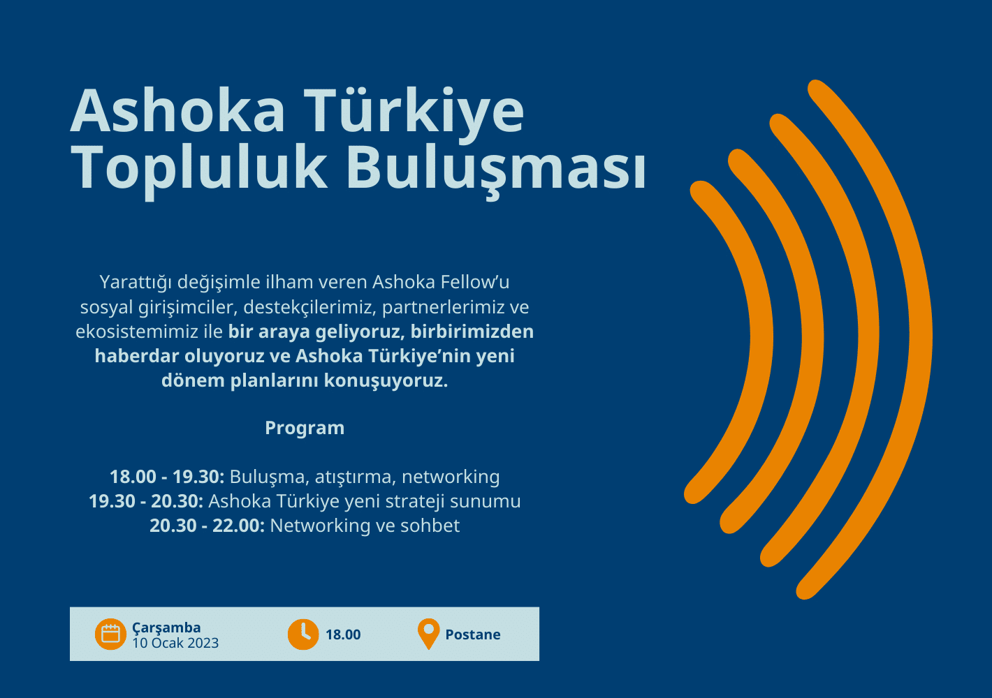 An announcement image for Ashoka Türkiye Community Gathering