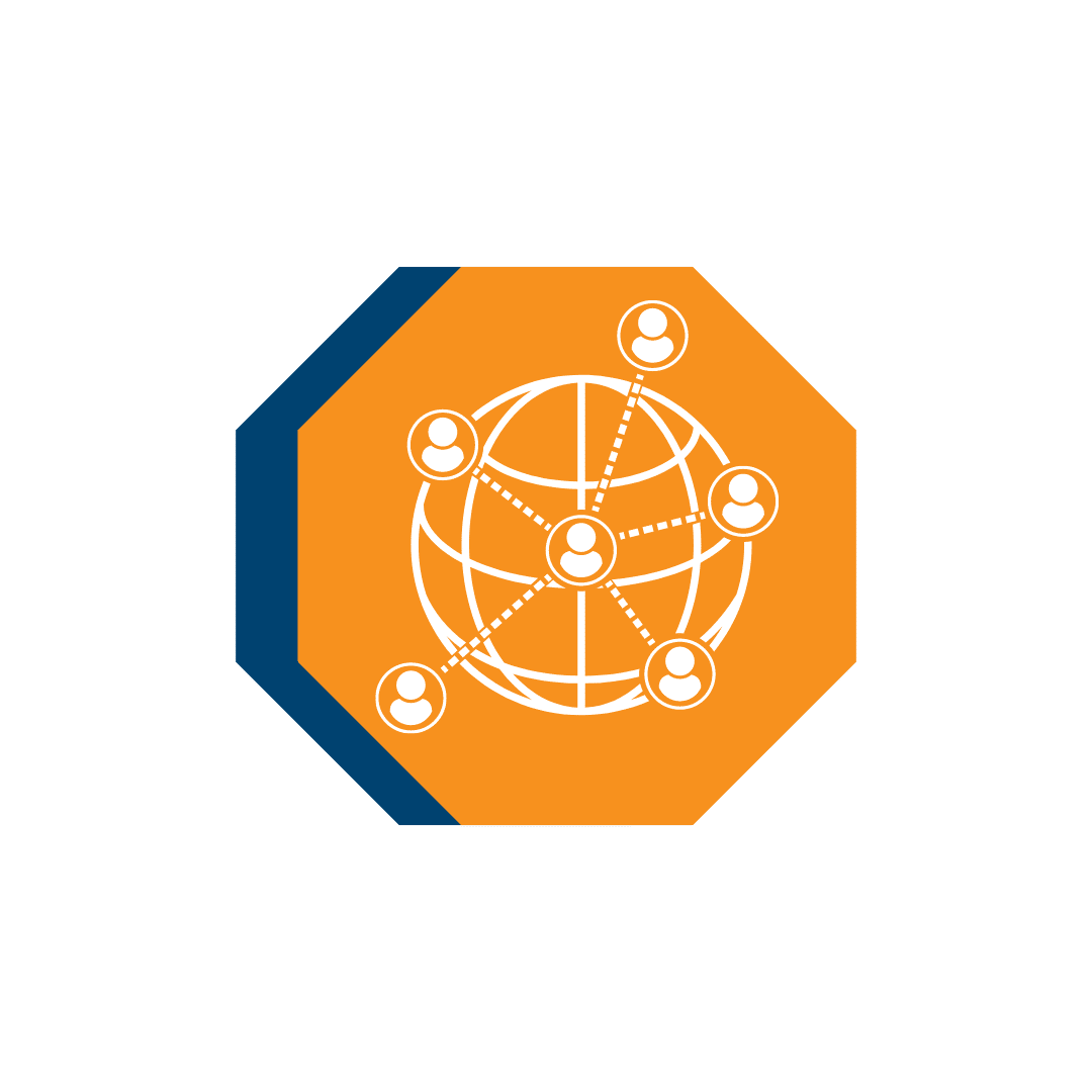 icon with a graphic of global networking 