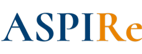 Logo displaying the word ‘ASPIRe’ with the letters ‘ASPI’ in dark blue and the letters ‘Re’ in orange, using a serif font style