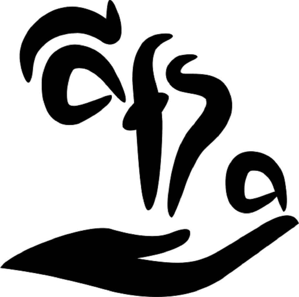 Stylized black logo of the acronym ‘NAfSA’ formed with fluid, abstract lettering. The letters appear to be emerging from or supported by an open hand at the bottom, symbolizing care, support, or upliftment.