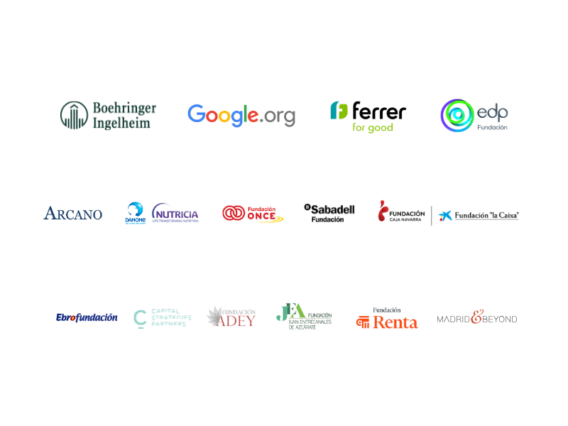 Logos de las empresas, asociaciones e instituciones aliadas de Ashoka España y Portugal