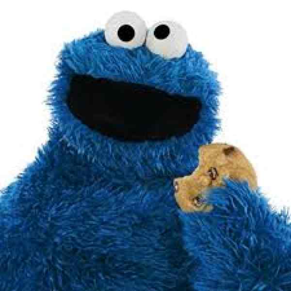 Cookie Monster eating a cookie
