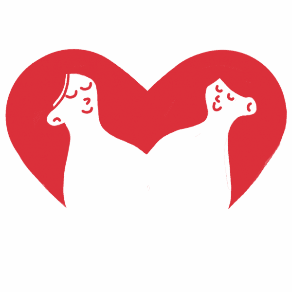 Logo Akcji Menstruacji - dwie białe sylwetki uśmiechniętych osób zawarte w czerwonym sercu.