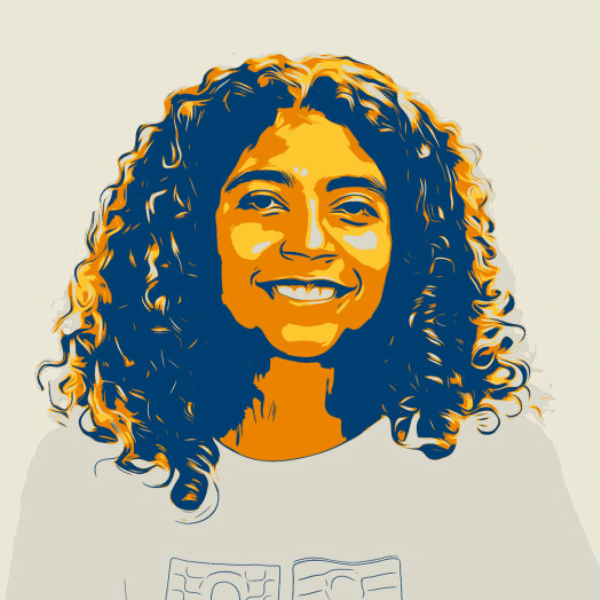 Foto com filtro amarelo e azul escuro de Lívia