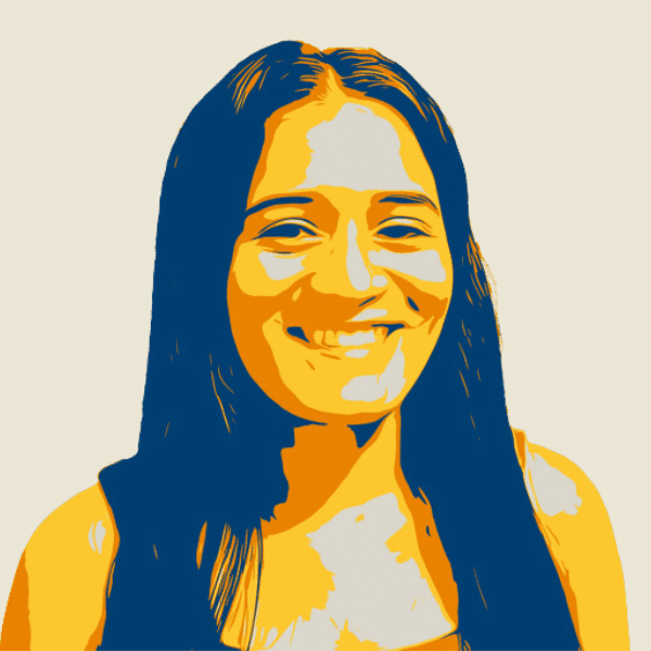 Foto com filtro amarelo e azul escuro de Thalya