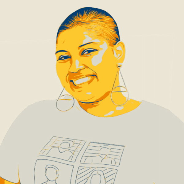 Foto com filtro amarelo e azul escuro de Beatriz