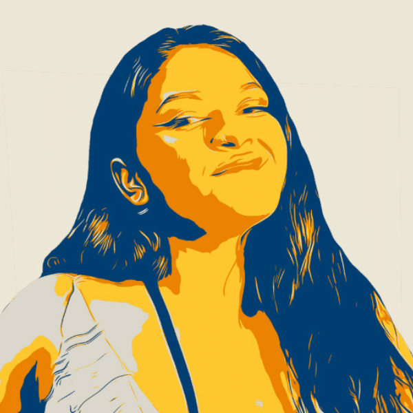 Foto com filtro amarelo e azul escuro de Aisha