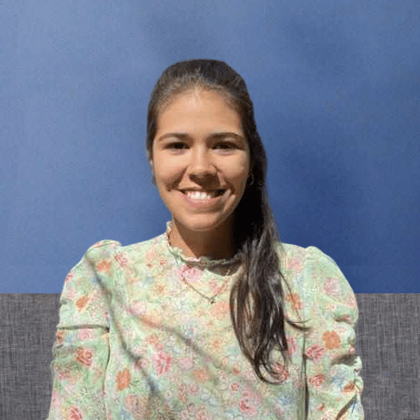person with blue background