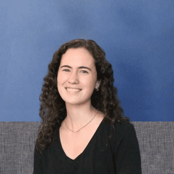 person with blue background