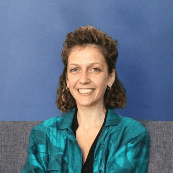 person with blue background