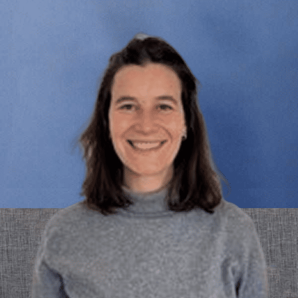 person with blue background