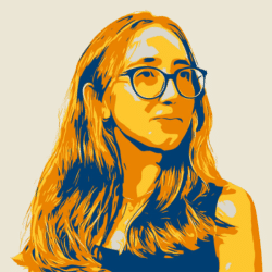 Foto com filtro amarelo e azul escuro de Gabriela