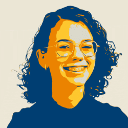 Foto com filtro amarelo e azul escuro de Heloíse