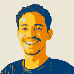 Foto com filtro amarelo e azul escuro de Vinnicius