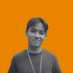 A young man smiling