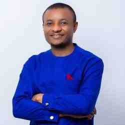 Smilingman on blue