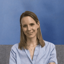 person with blue background