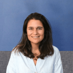 person with blue background