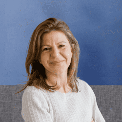 person with blue background