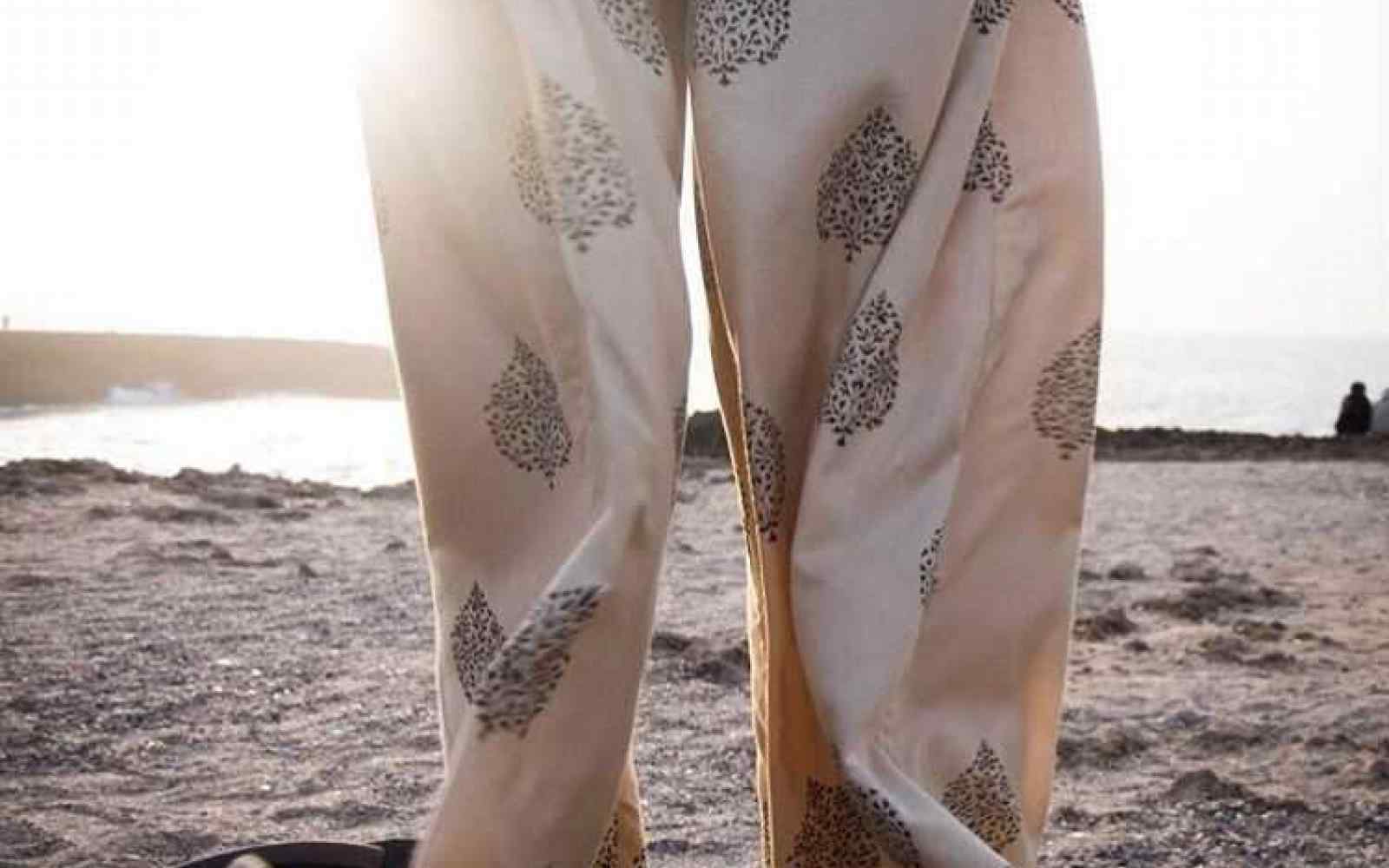 Pants handmade by female artisans involved with Shafat and Janie's venture.