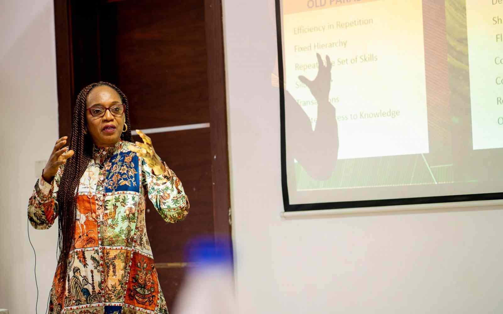 Josephine Nzerem speaking at the EACH Media conference in Lagos, Nigeria