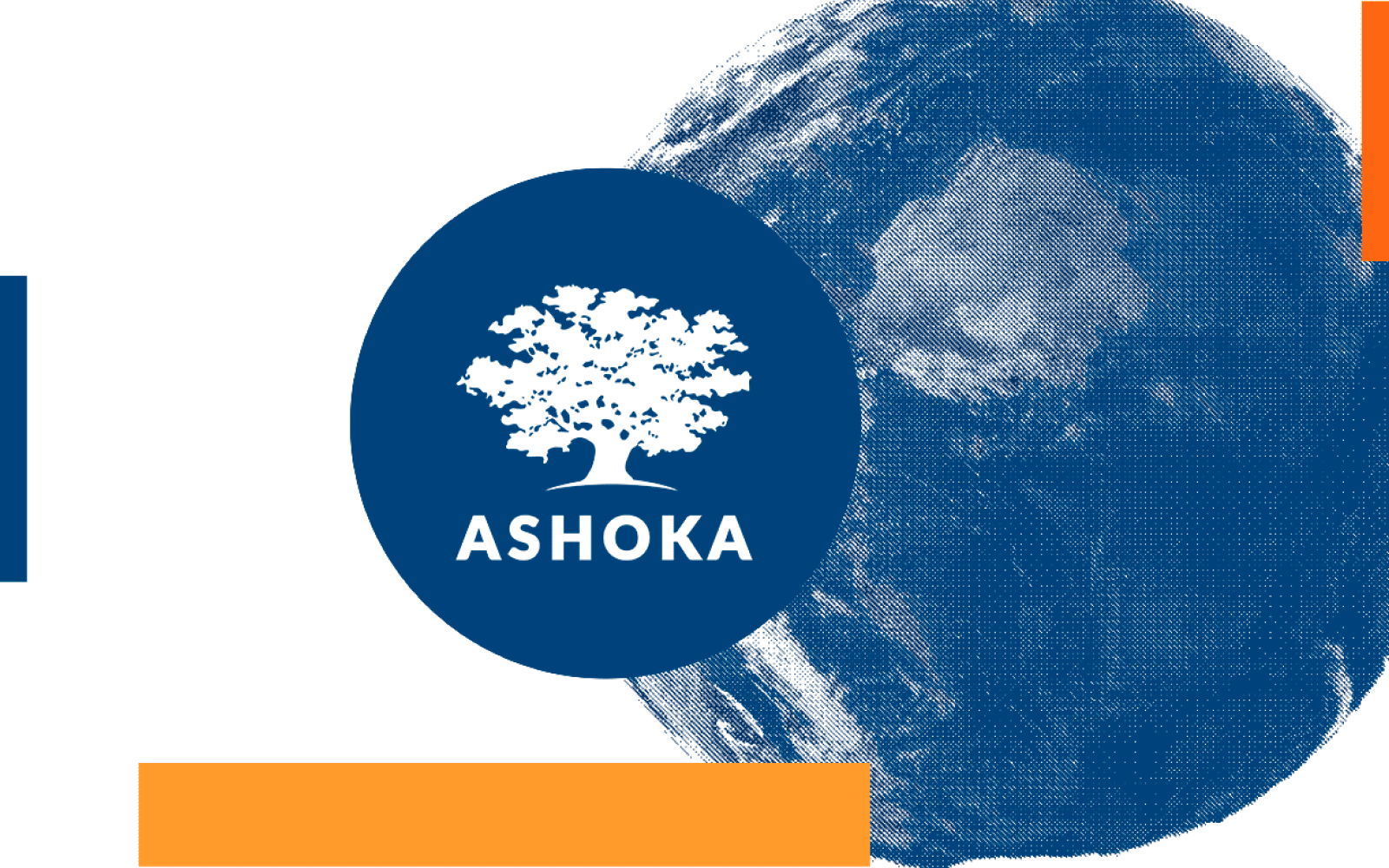 Logo de Ashoka y la imagen de la rierra